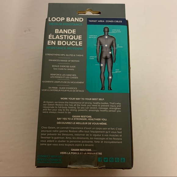 Gaiam Restore Resistance Loop band - Medium Health Workout Strengthens Hips - Picture 4 of 5